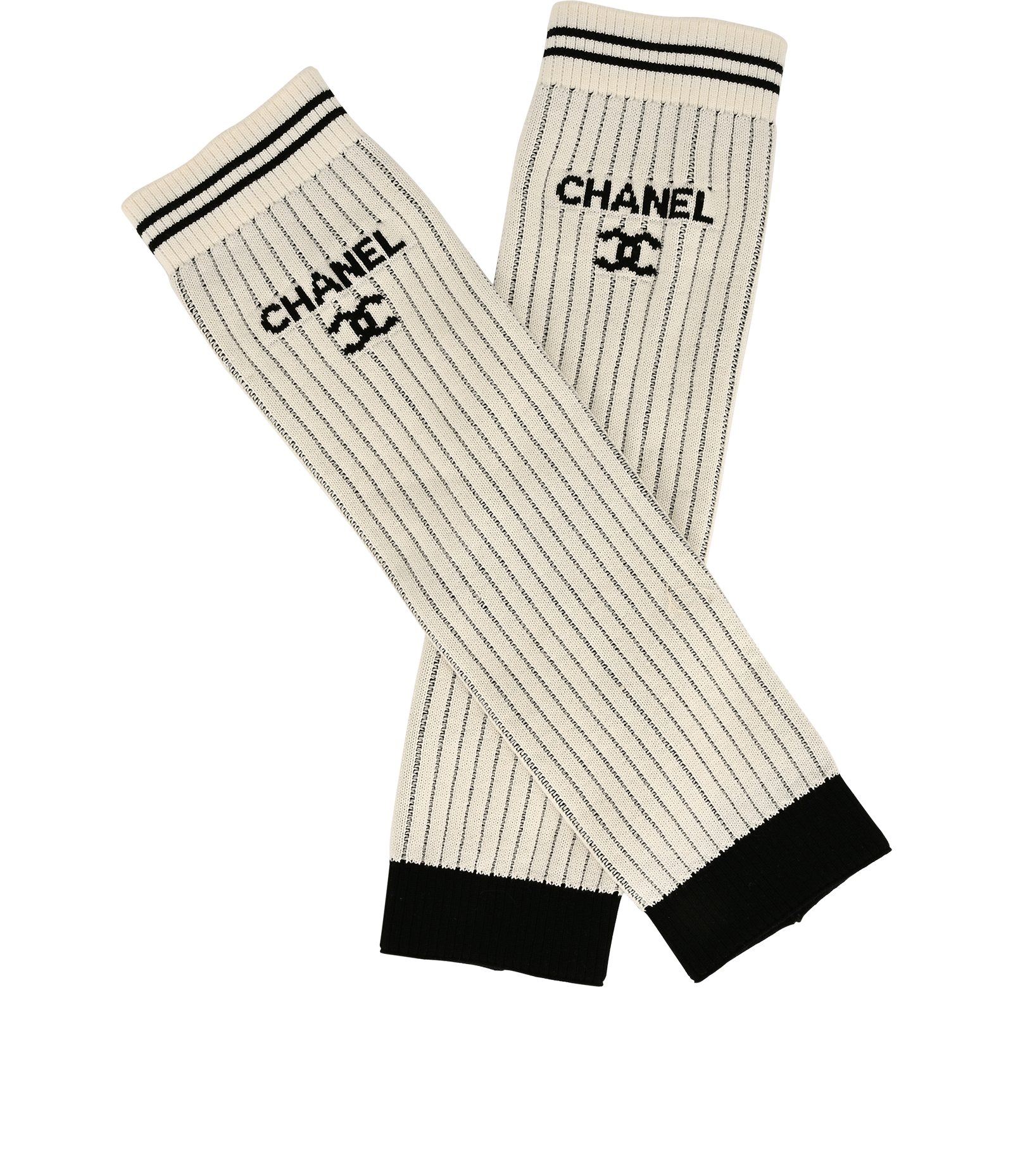Chanel Logo Leg Warmers, &pound;320, Accessories, Black/White, Viscose, Other view